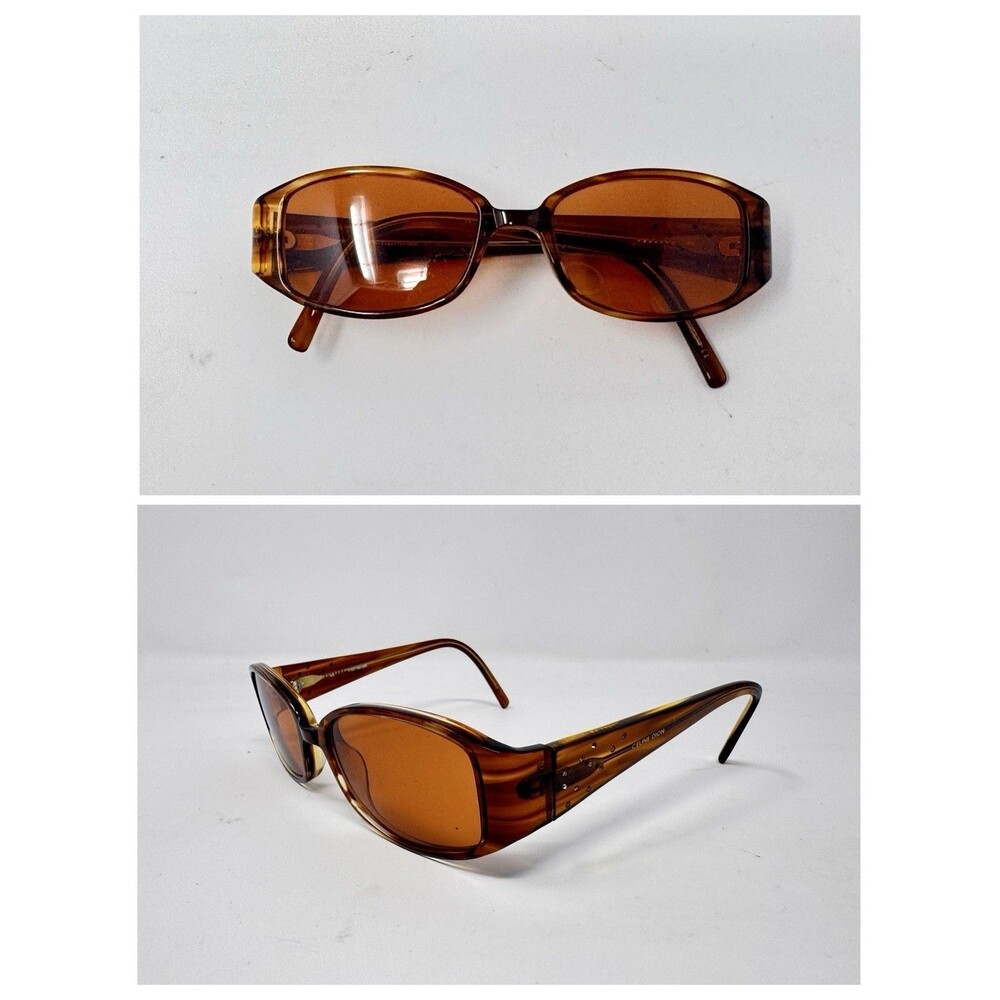 Celine Dion CD5038 Eyeglass Frames Only Brown Tortoise Rectangle